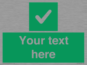 Custom green background, green square with tick sign